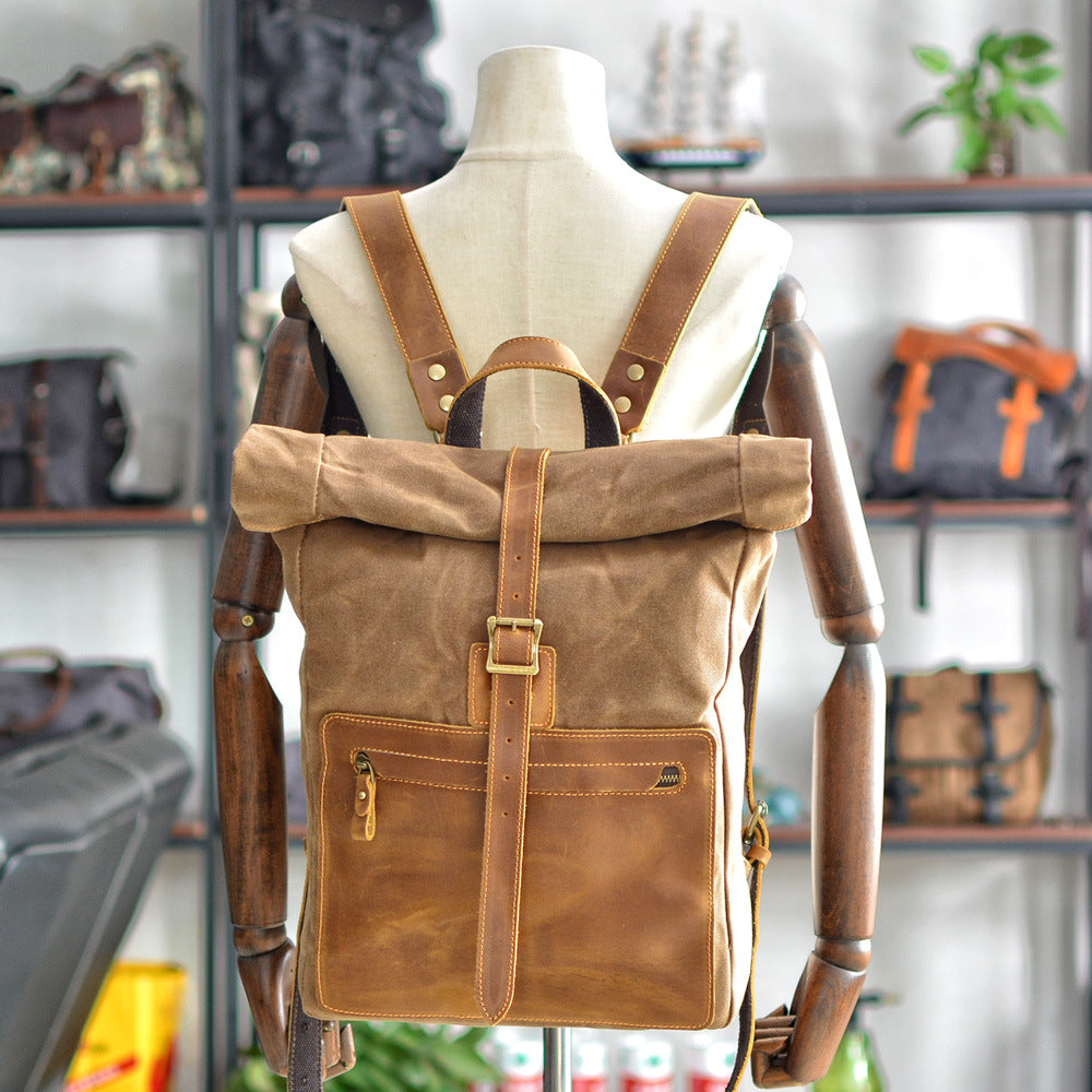 Retro-Canvas-Rucksack für Männer – schwarz – Bild 10 | LuxeStyle