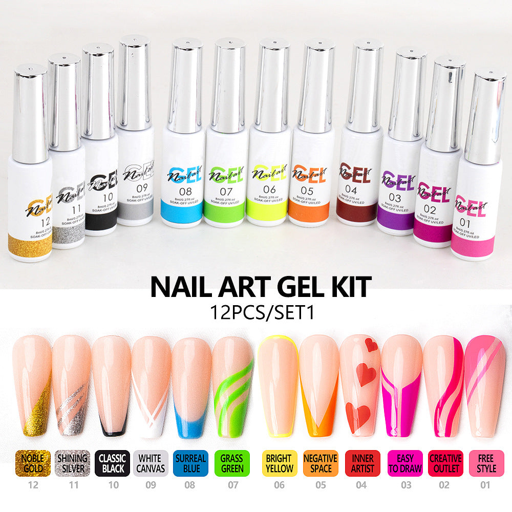 Maniküre 3D Spray Paint Gel – 12 Farben Set