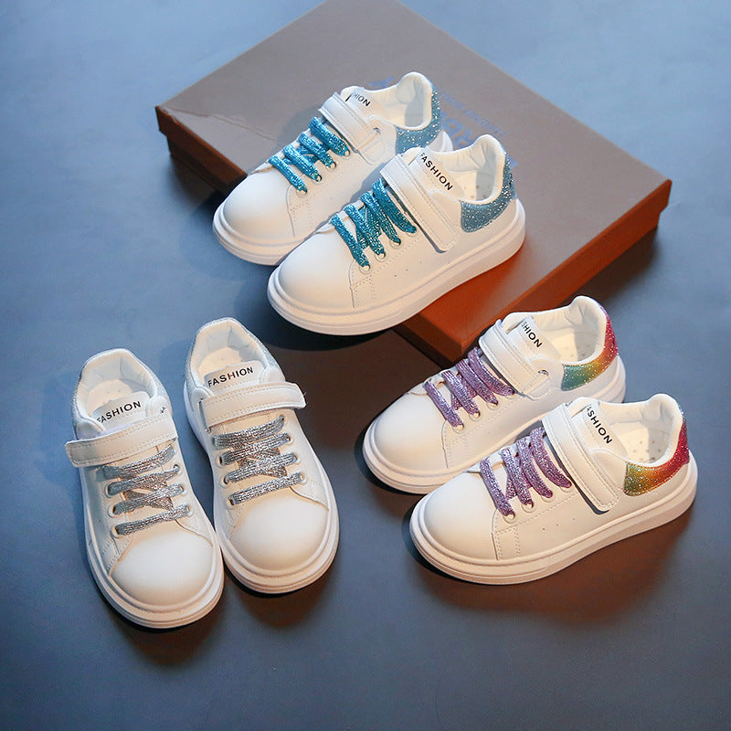 Kinder Soft-Sohlen Leder Freizeitschuhe mit Glitzer