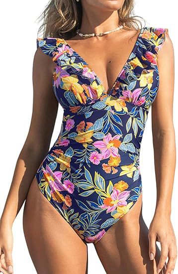 Damen Neckholder Badekleid mit Blumenmuster – Bild 2 | LuxeStyle