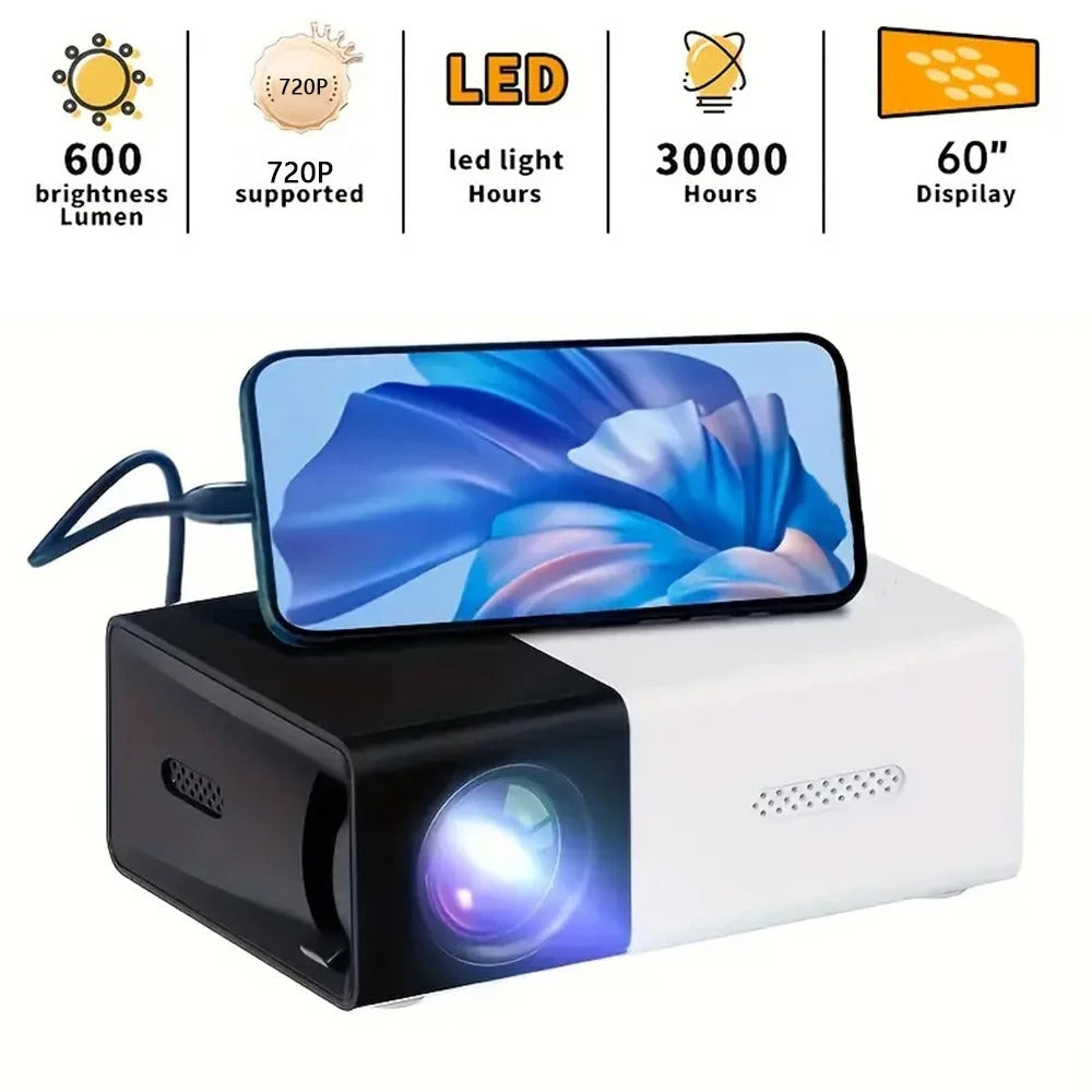 Mobiler 1080p HD Mini-Projektor mit Standfuss
