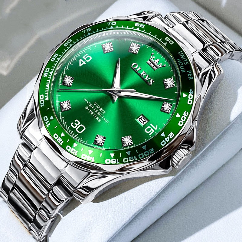 Submariner Quarz-Herrenuhr, Grün, Leuchtzeiger – Bild 4 | LuxeStyle