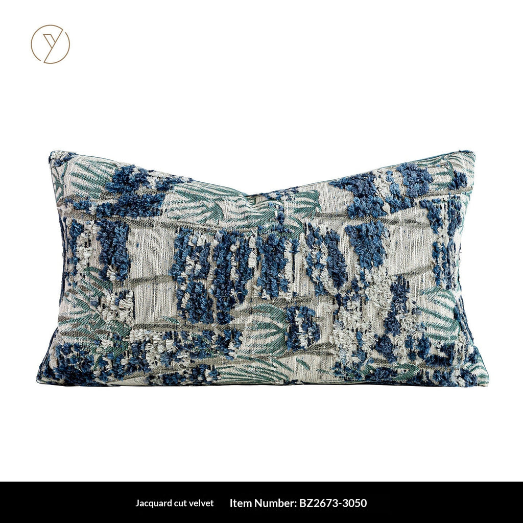 Blaues Tufted Jacquard Kissen