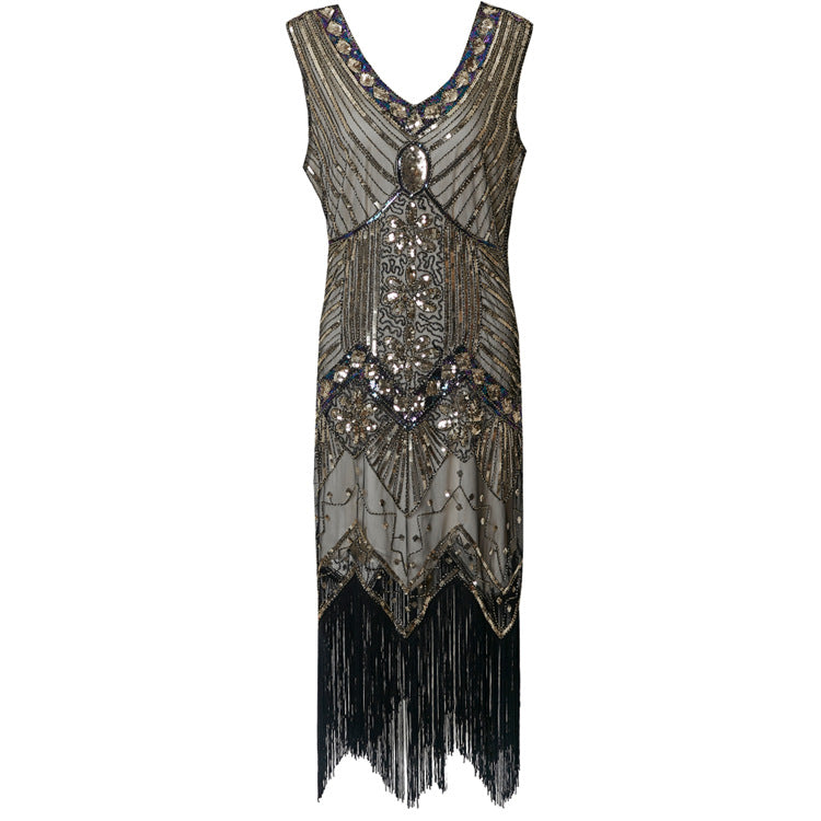 Retro Paillettenkleid mit Perlen