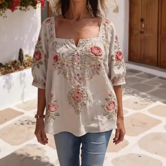 Trendiges Kurzarm-Top mit Geometrischem Muster – Bild 3 | LuxeStyle