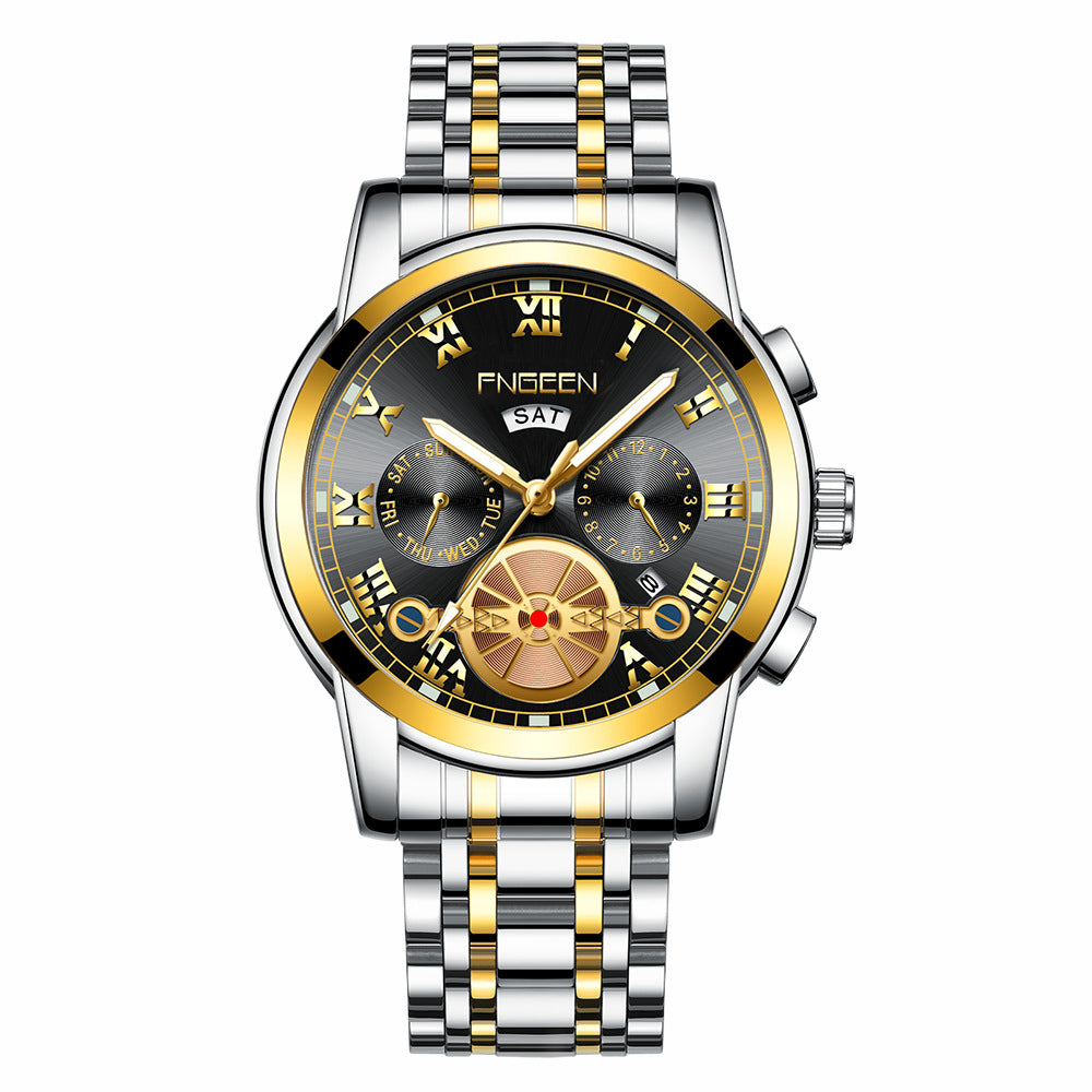 Quarz-Armbanduhr mit Kalender und Edelstahlband – Bild 2 | LuxeStyle