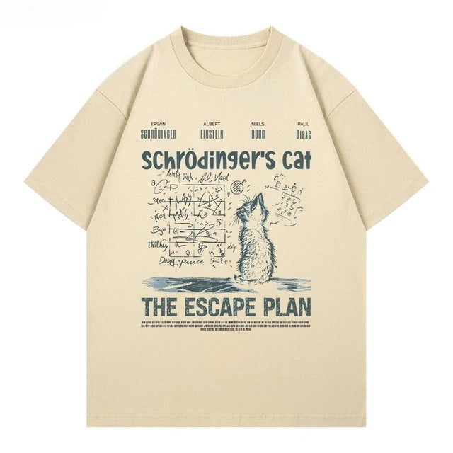T-Shirt mit Schrödinger's Katze Print