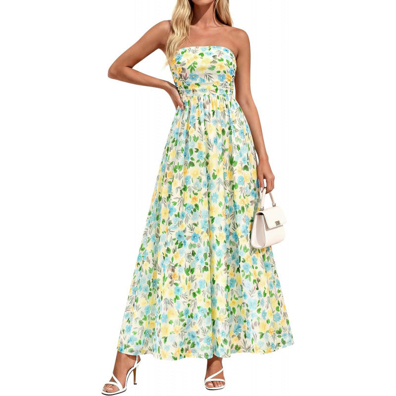 Vintage Bandeau Maxikleid mit Blumenmuster – Bild 12 | LuxeStyle