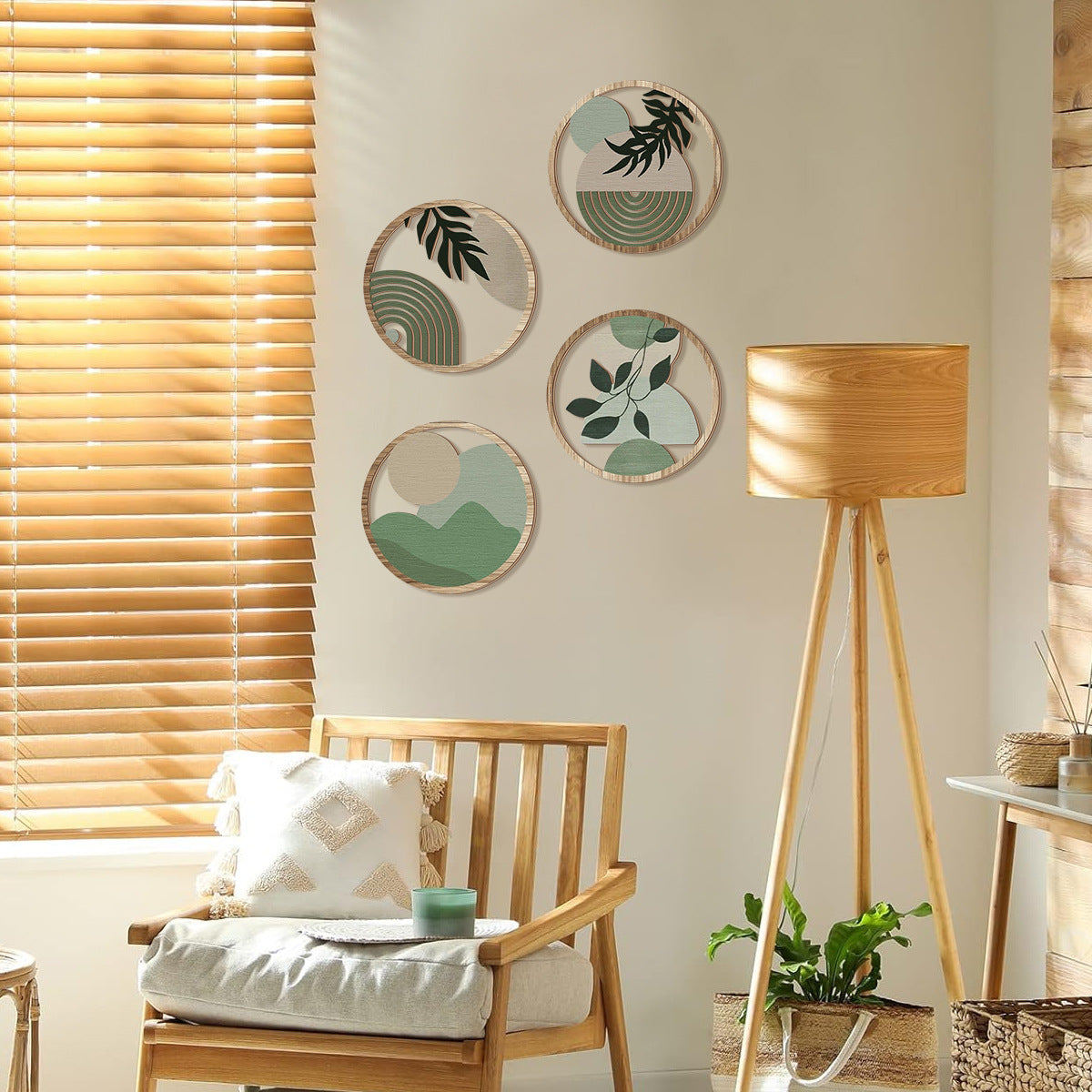 Runde Holz-Wandsticker – Vier Farben – Bild 3 | LuxeStyle