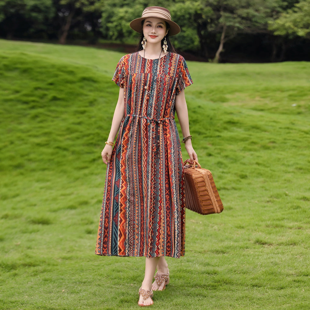 Elegantes Baumwoll-Seidenkleid mit Blumenmuster – Bild 2 | LuxeStyle