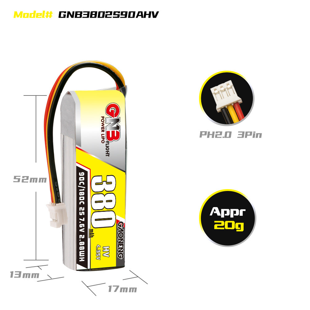 GNB High Energy 380mAh 2S 90C HV LiPo Akku