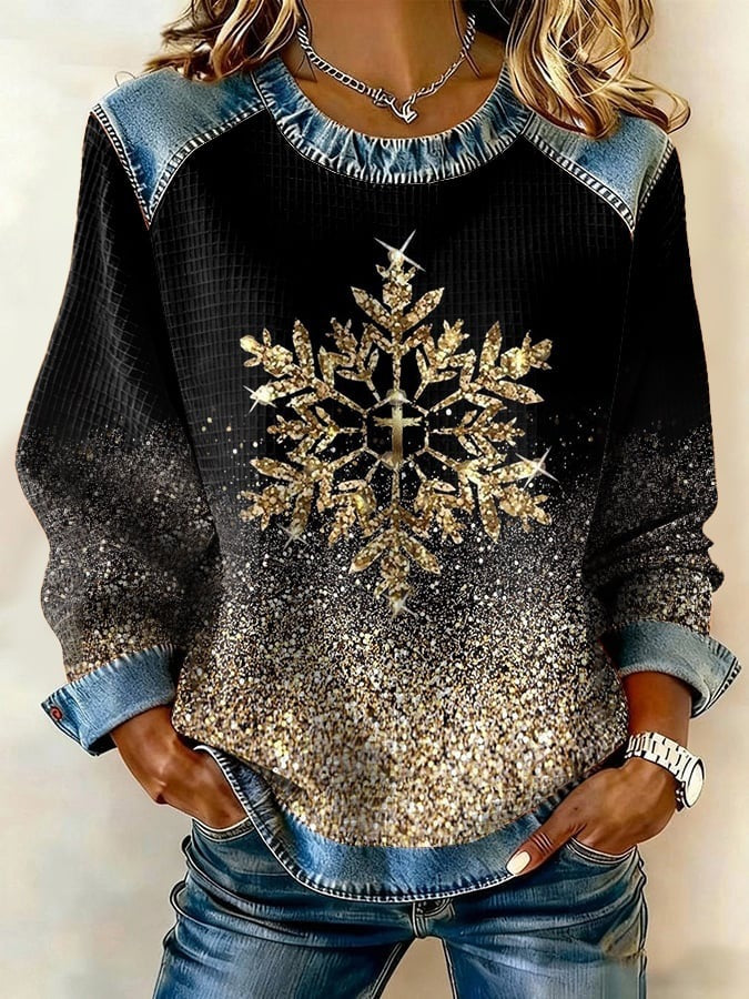 Retro-Pullover mit Druckmotiv