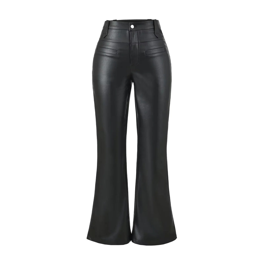 High-Rise Bootcut Hose im Motorrad-Stil