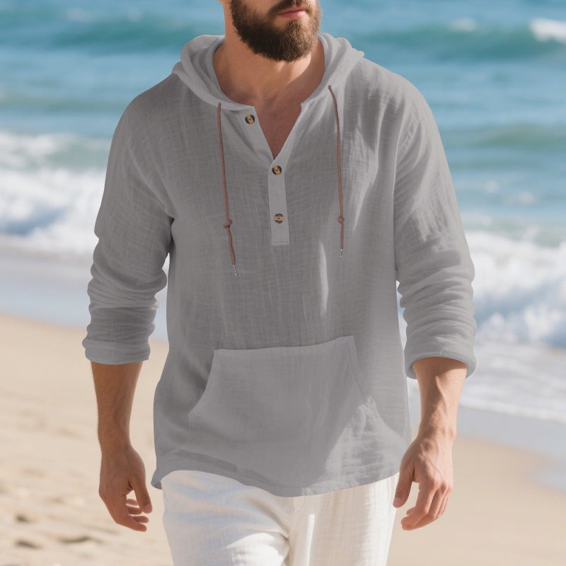 Herren Langarm-Hoodie Leinenmischung – Bild 6 | LuxeStyle