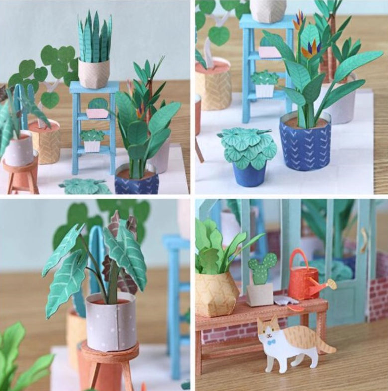 Miniatur-Gewächshaus 3D-Papiermodell zum Selberbauen