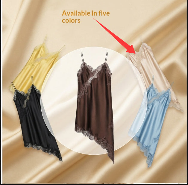 Elegantes Satin-Patchwork Slip-Kleid