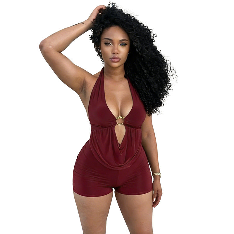 Eleganter Halterneck-Jumpsuit mit Kapuze