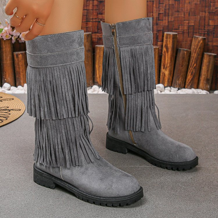 Klassische Damen-Boots mit niedrigem Absatz | LuxeStyle