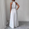 Gestreifter ärmelloser Jumpsuit mit weitem Bein