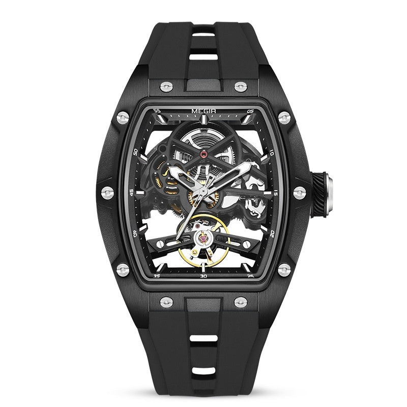 Herrenarmbanduhr Stahlgehäuse Automatik Silikonarmband