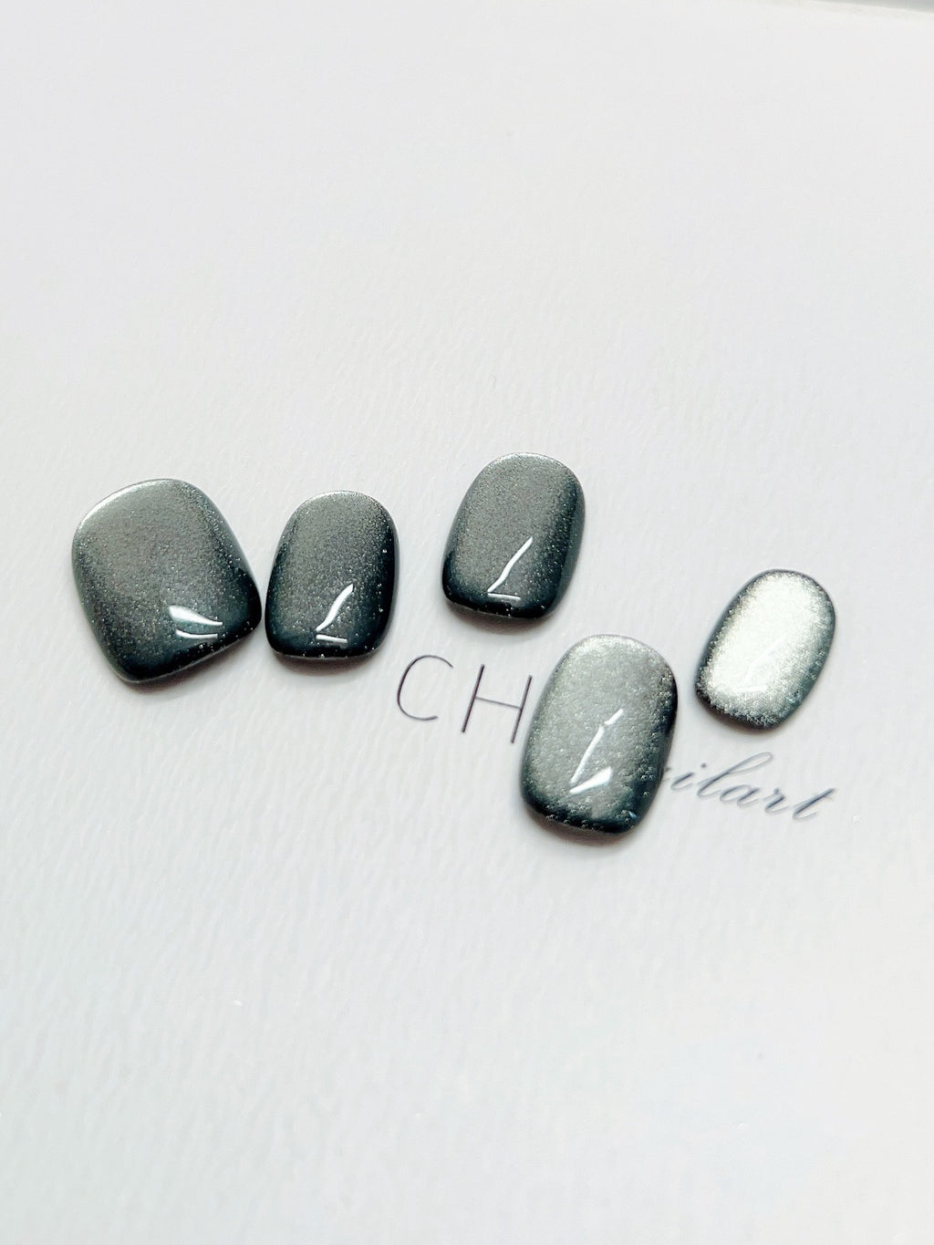 Dunkelgrüne Cat Eye Kunstnägel