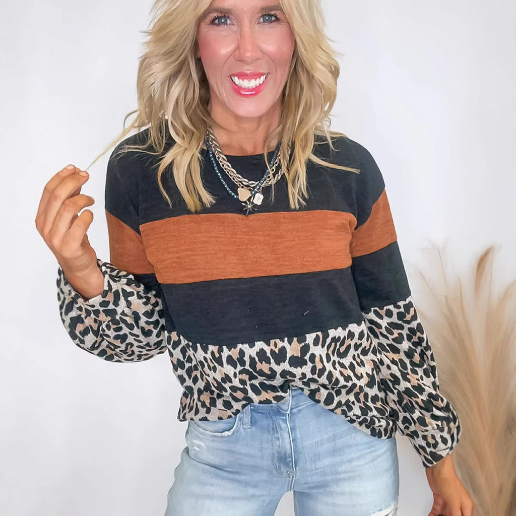 Lässiges Color-Block Sweatshirt mit Rundhals