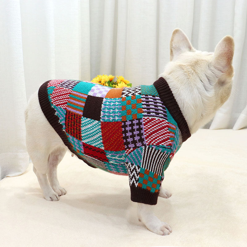 Hundepullover aus Wolle, kontrastreicher Schnitt | LuxeStyle