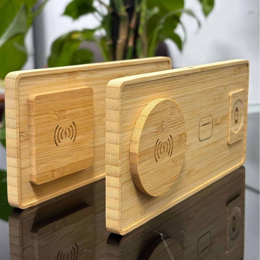 Kabelloses Ladegerät aus Bambus und Holz