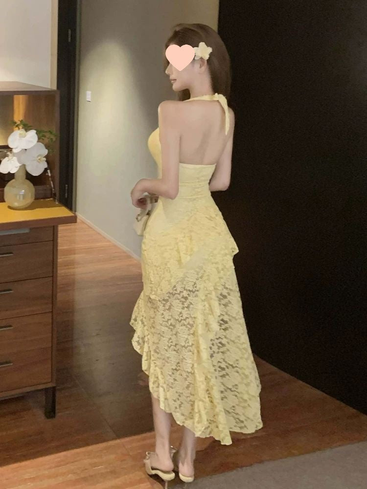Rüschenkleid mit Spitze
