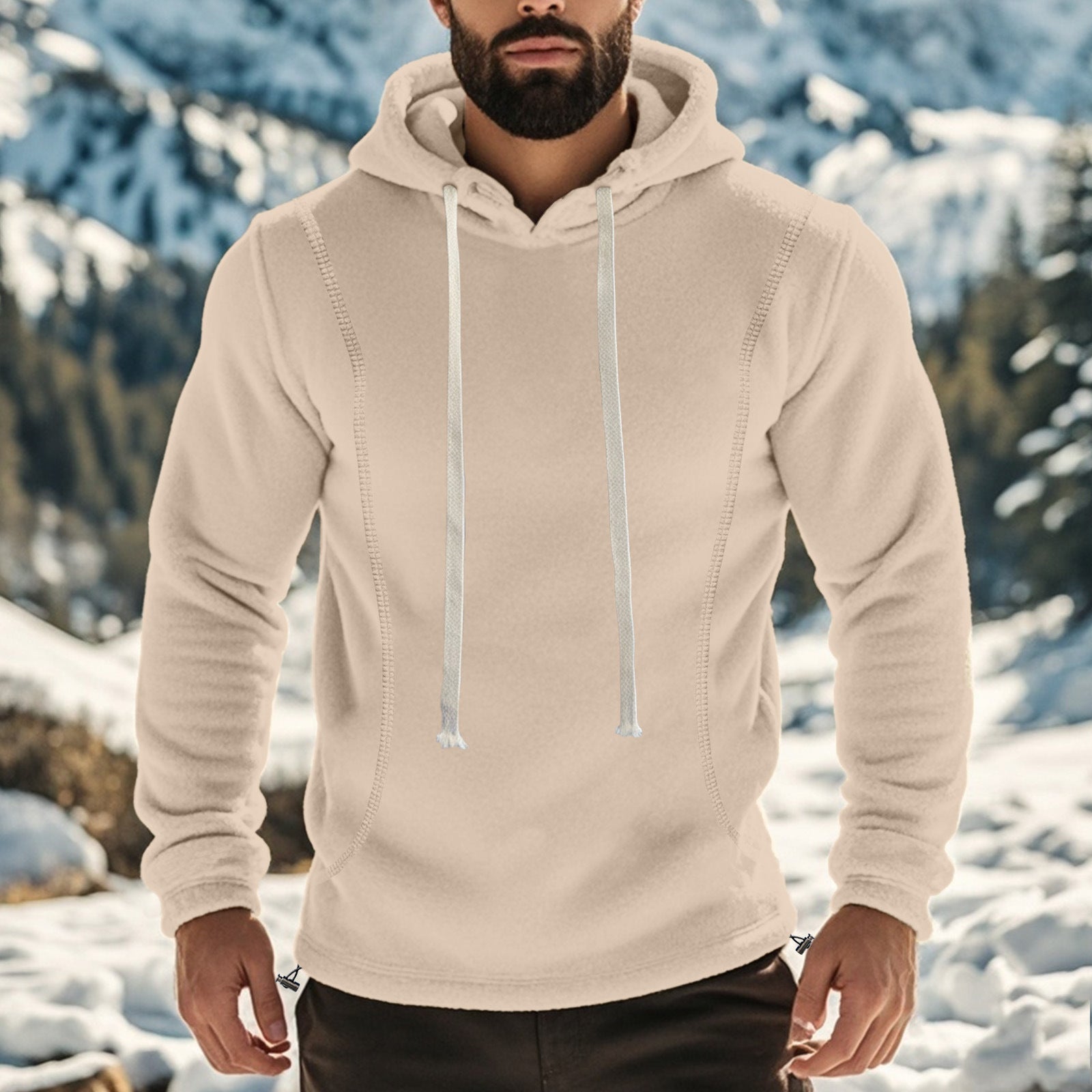 Herren Fleece Hoodie Langarm