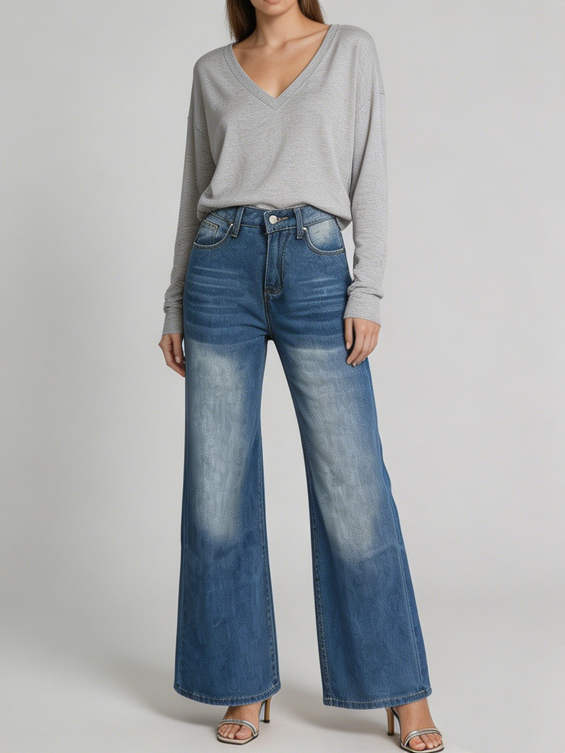 Washed Straight-Leg Commuter Jeans