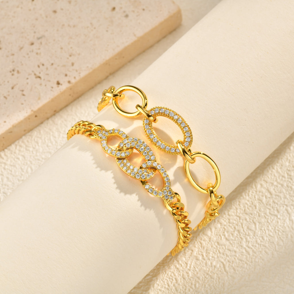 Zirkon-Armreif mit Mikro-Pavé und ovalem Ring – Bild 7 | LuxeStyle