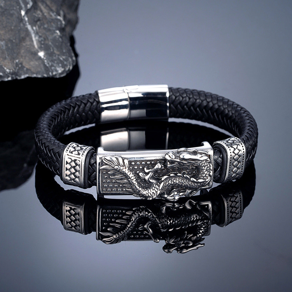Retro Drachen Totem Lederarmband – Bild 4 | LuxeStyle