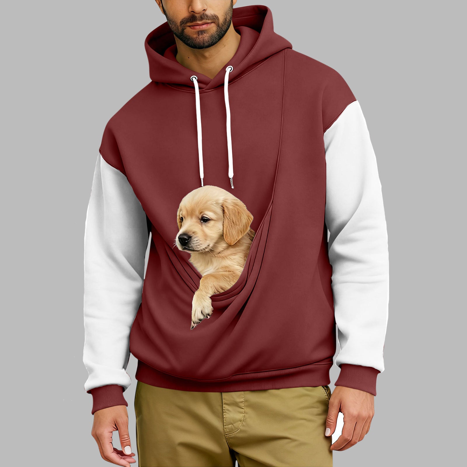 Retro-Hoodie mit Farbblock-Muster
