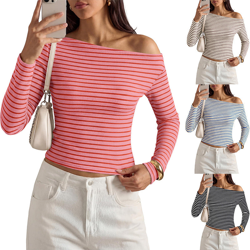 Gestreiftes Off-Shoulder Top für Damen