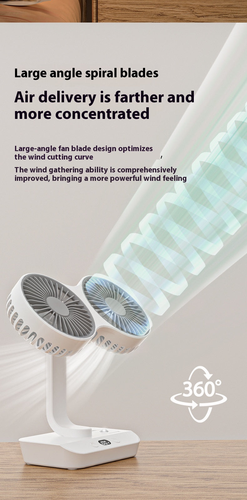 Multifunktionaler Dual-Kopf Ventilator mit Licht – Bild 6 | LuxeStyle