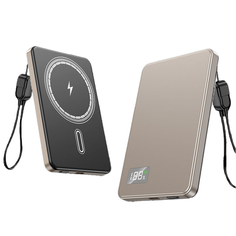 Ultradünne magnetische Powerbank mit Schnellladekabel