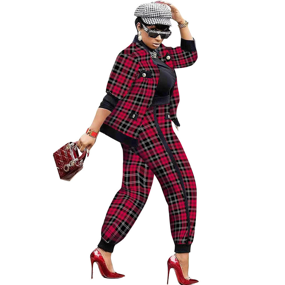 Houndstooth-Set: Jacke und Hose
