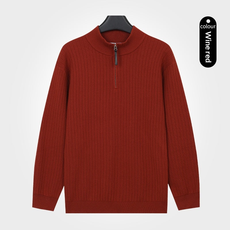 Herren Strickpullover mit Semi-Zip