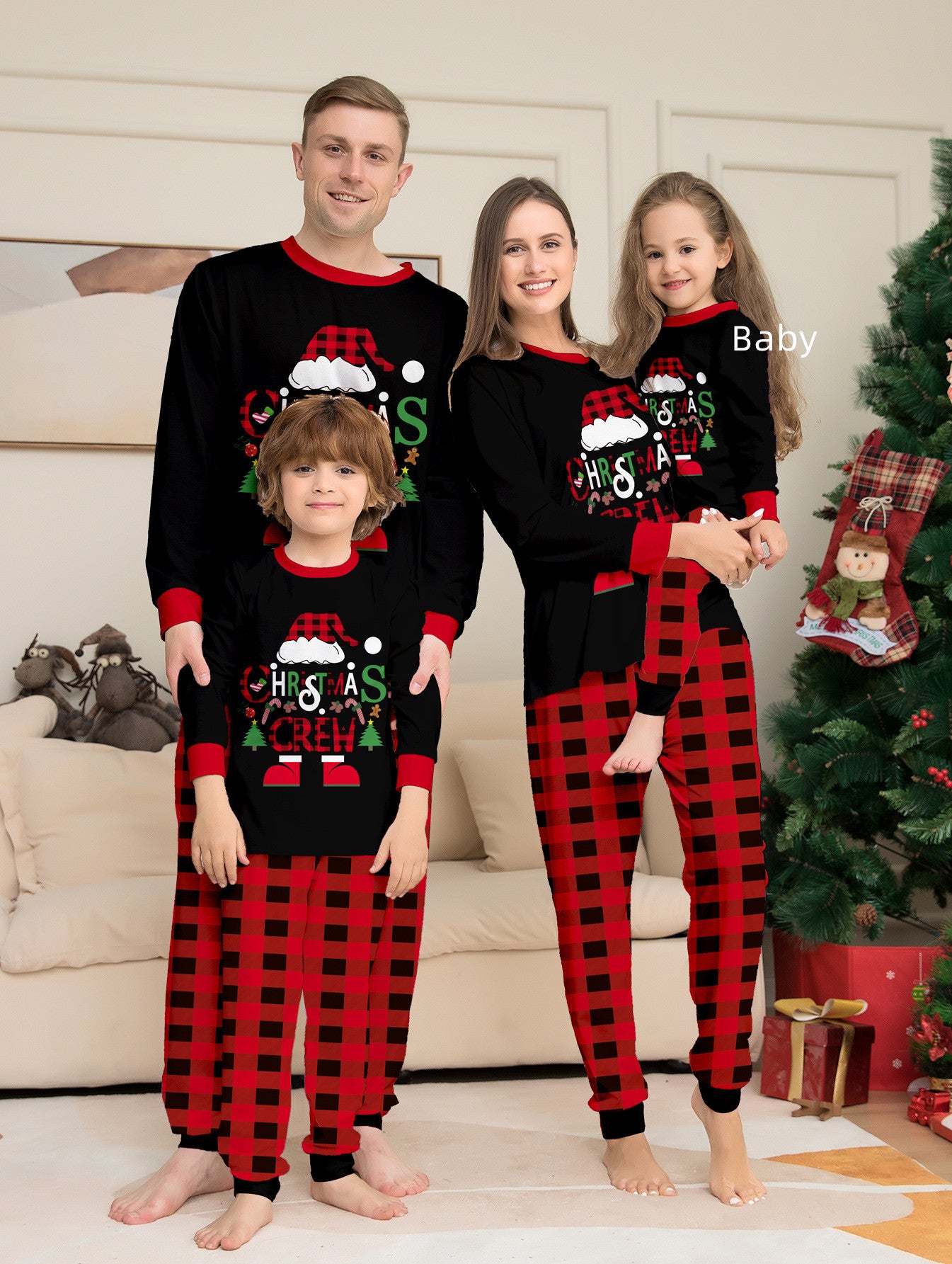 Weihnachts Pyjama-Set im rot-schwarzen Karomuster