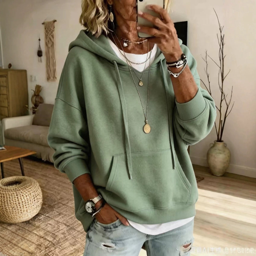 Damen Hoodie Bequem mit Taschen und Langarm