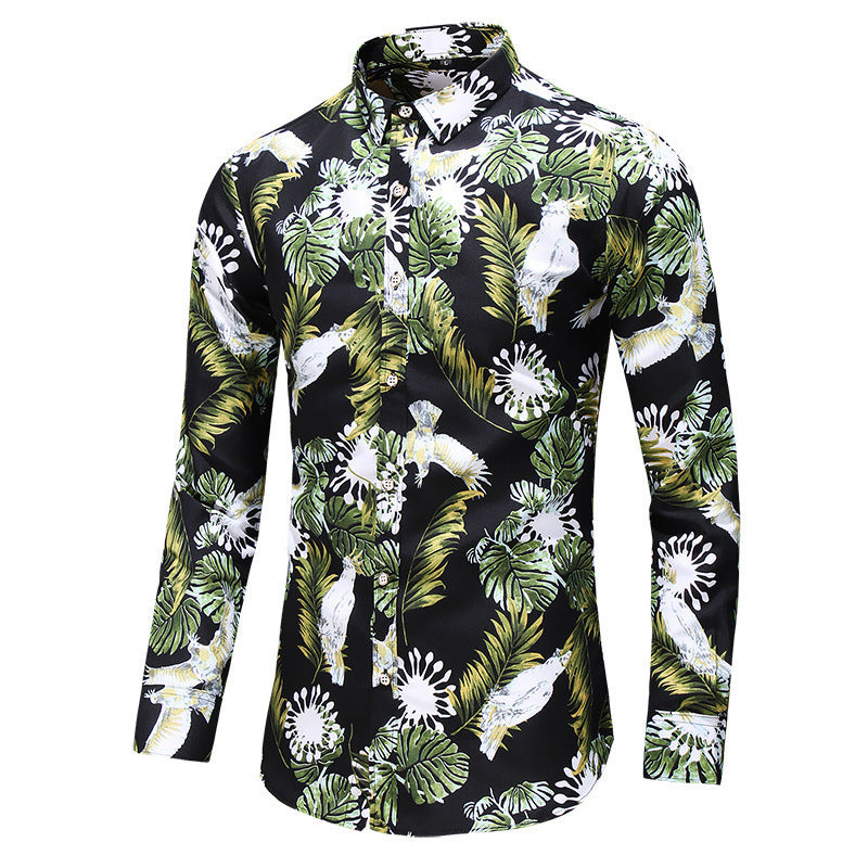 Herrenhemd mit Blumenmuster, Langarm