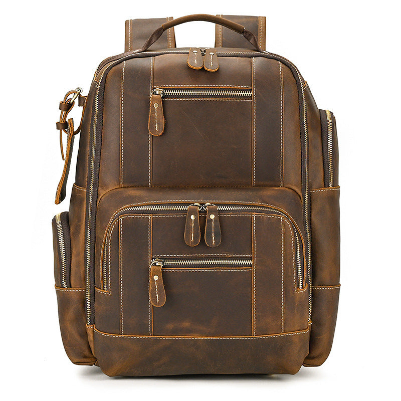 Retro Rucksack aus Rindsleder für 15-Zoll-Laptop