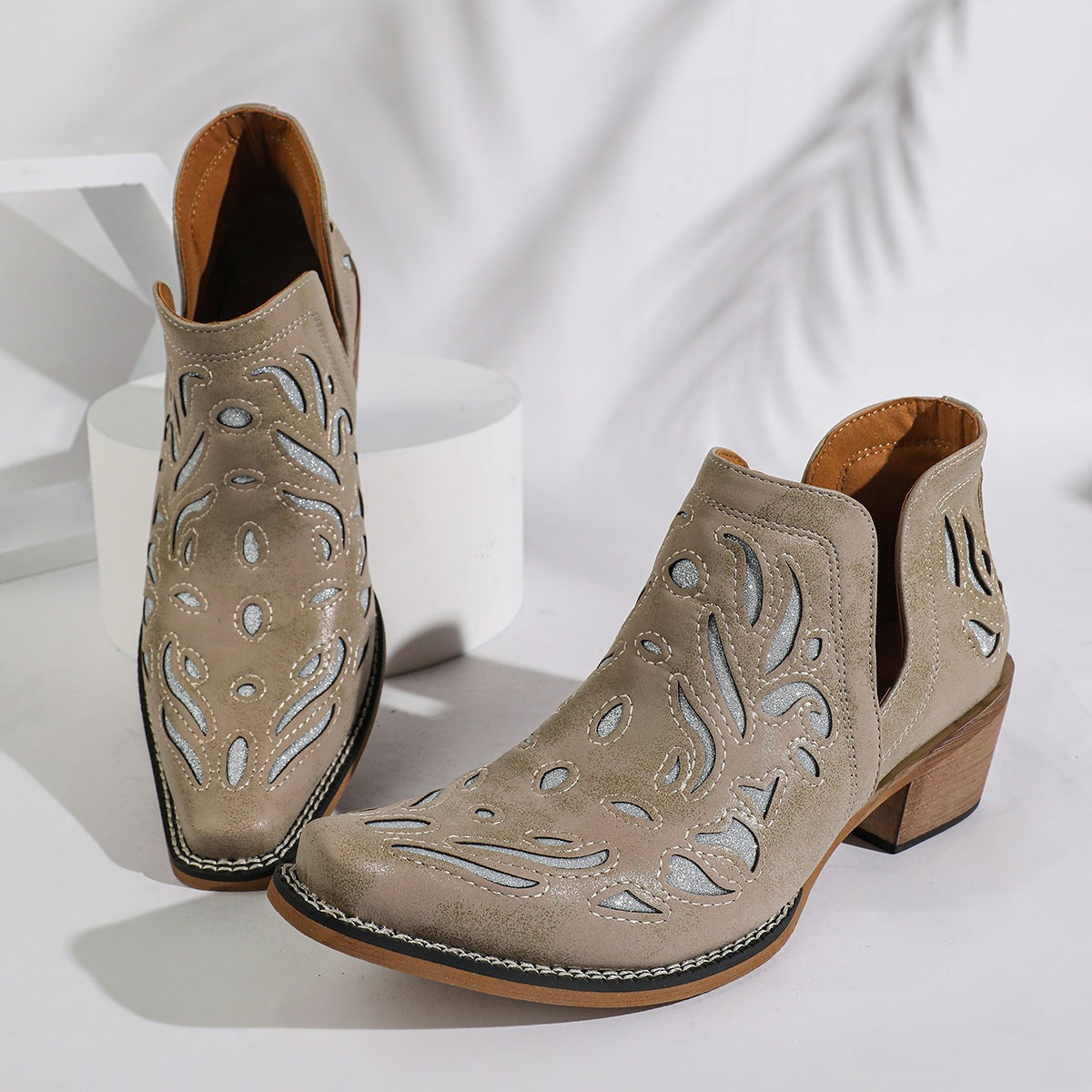 Western Ankle Boots mit Chunky-Absatz