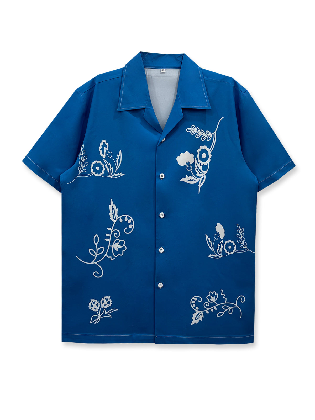 Loose Herren Kurzarmhemd mit Blumenprint