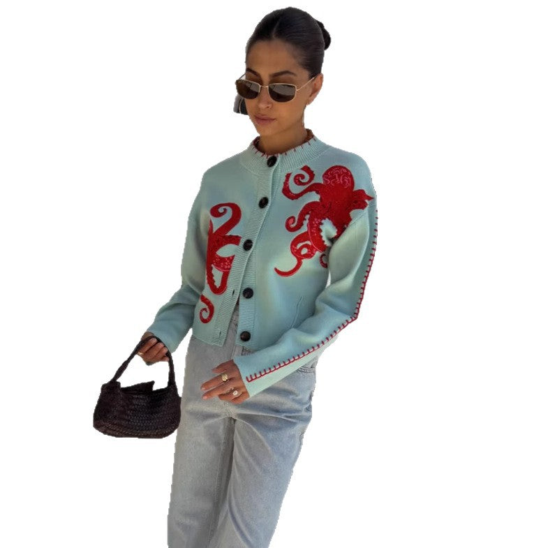 Grüner Oktopus-Pulli