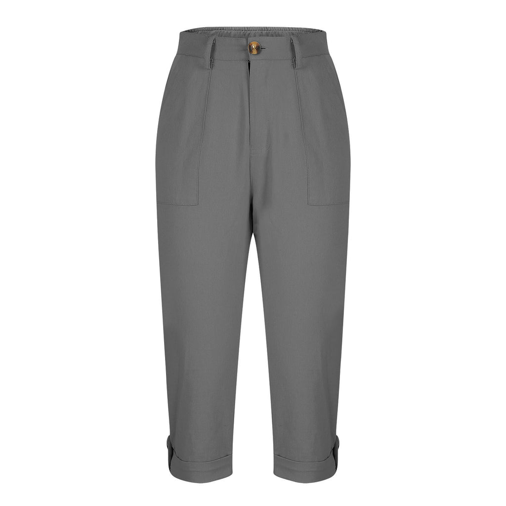 Damen Caprihose mit Roll-up und Knöpfen