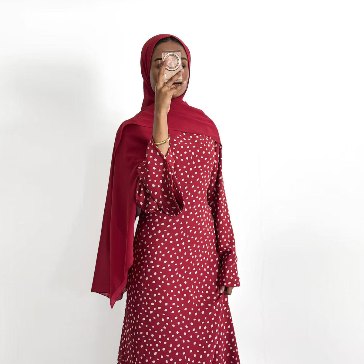 Bedrucktes Langarm-Kleid in grossen Grössen | LuxeStyle