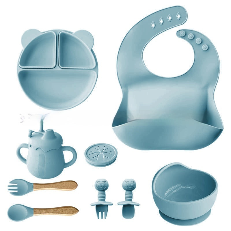 Kindergeschirr-Set aus Silikon, 11-teilig