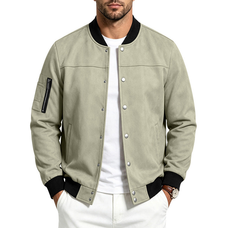 Herren Wildleder-Look Stehkragenjacke